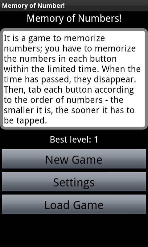 Memory of Numbers! Puzzle game